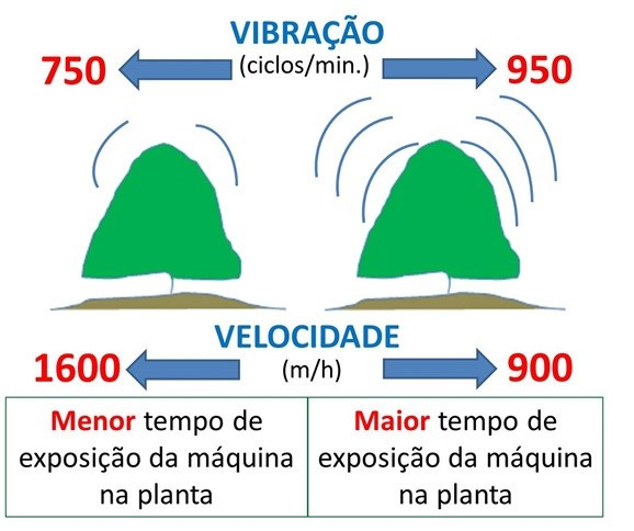 Figura 1: Diferentes vibrações e velocidades. (Ferreira Junior e Silva, 2016, revista Cultivar Máquinas).